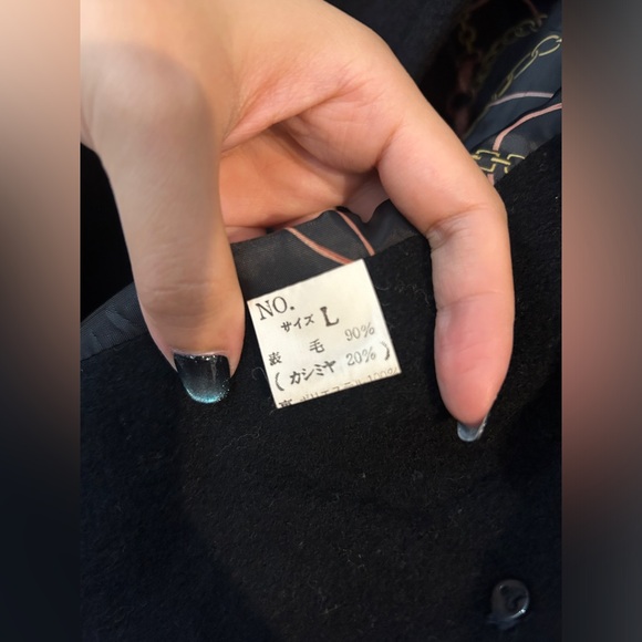 Wool cashmere blended black vintage coat - Picture 6 of 7